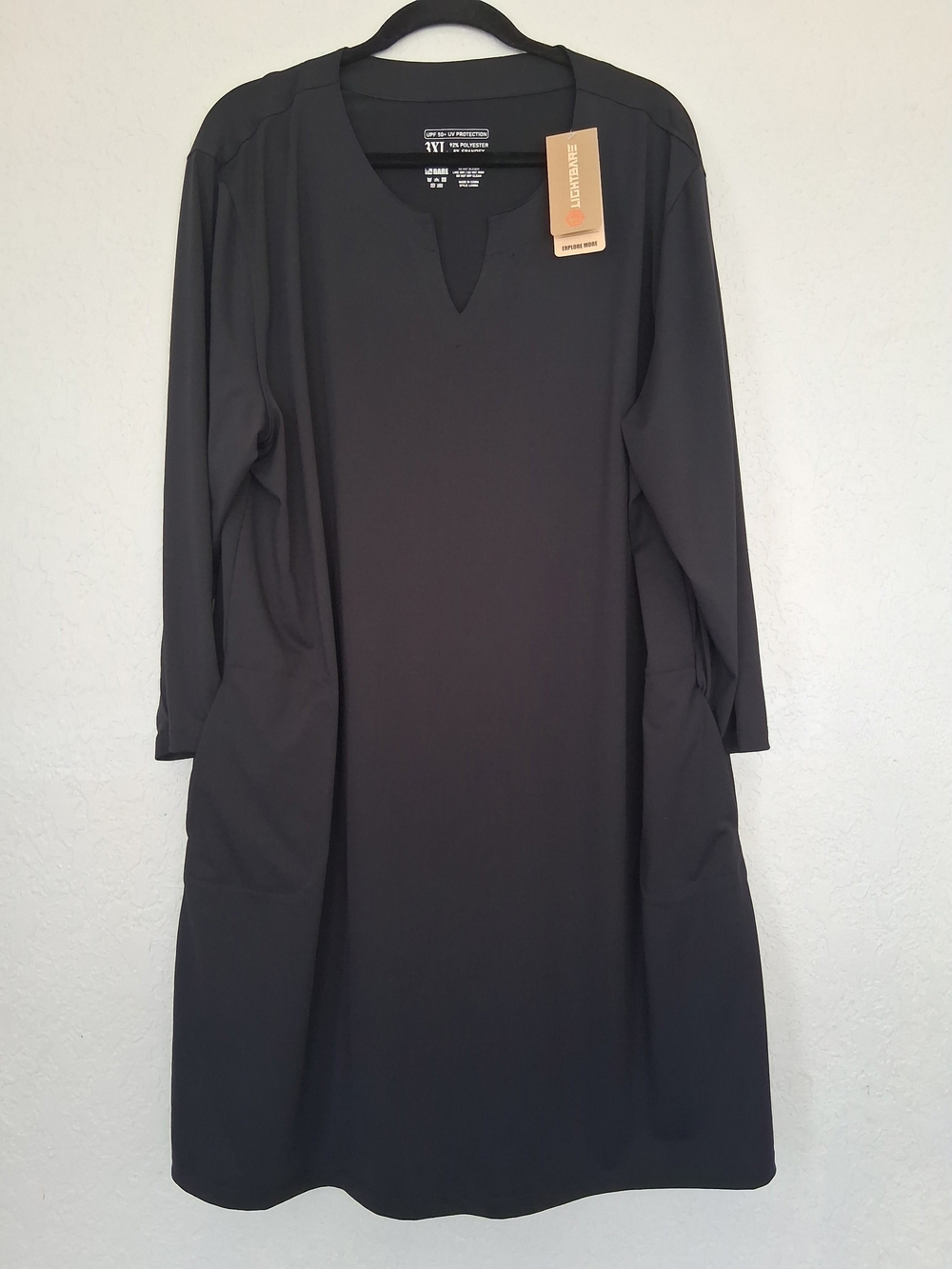 NWT Lightbare Women 3XL Black UPF 50+ Sun Protection Long Sleeve Pocket